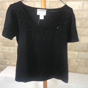 Christopher & Banks Festive Black Sweater Top